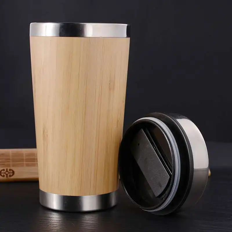 Натуральная бамбуковая бутылка для воды ручной работы с внутренними чашками из