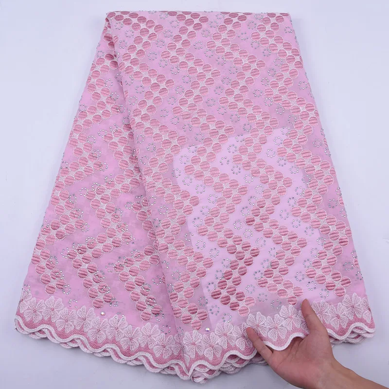 

SJD LACE Swiss Voile Lace Fabric In Switzerland Embroidery Bright Diamond African Lace Fabric For Women Party Dress A2063