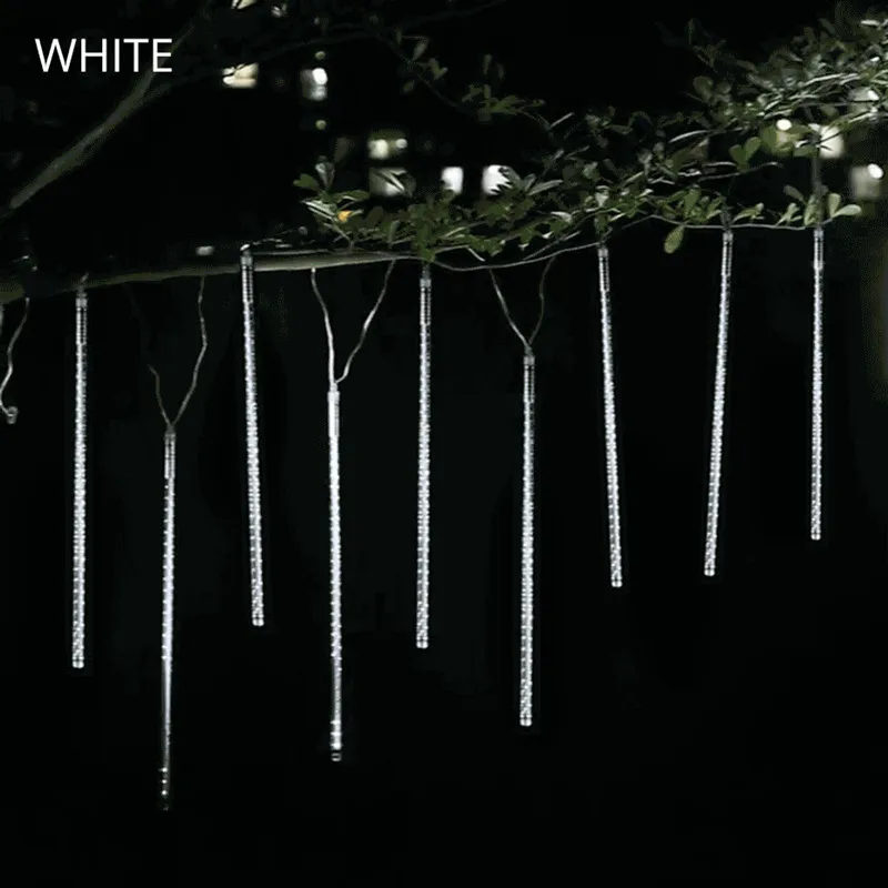 white 50 см светодиодный Метеоритный дождь для дождя на открытом воздухе Водонепроницаемый 8 трубок светодиодный световой шнур для Дня Святого Валентина свадебные елочные украшения - Испускаемый цвет: white