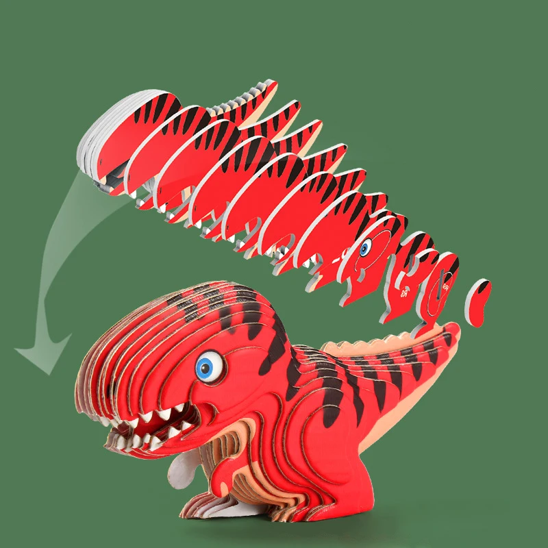 Детский обучающий бумажный 3D пазл игрушки детская сцена головоломки динозавр