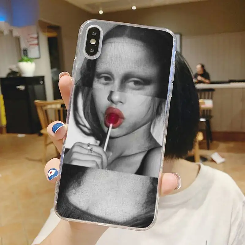 

Great Art Aesthetic David Mona Lisa Phone Case Transparent soft For iphone 5 6 7 8 11 12 s c se plus mini x xs xr pro max shell