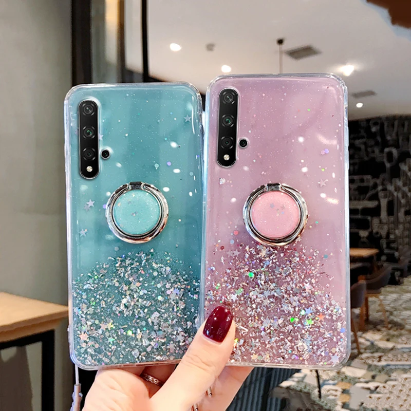 Auroras для huawei Nova 5T Блестящий блестящий чехол с блестками для Nova 5T прозрачный мягкий чехол со звездным небом полный Чехол со звездами и Луной