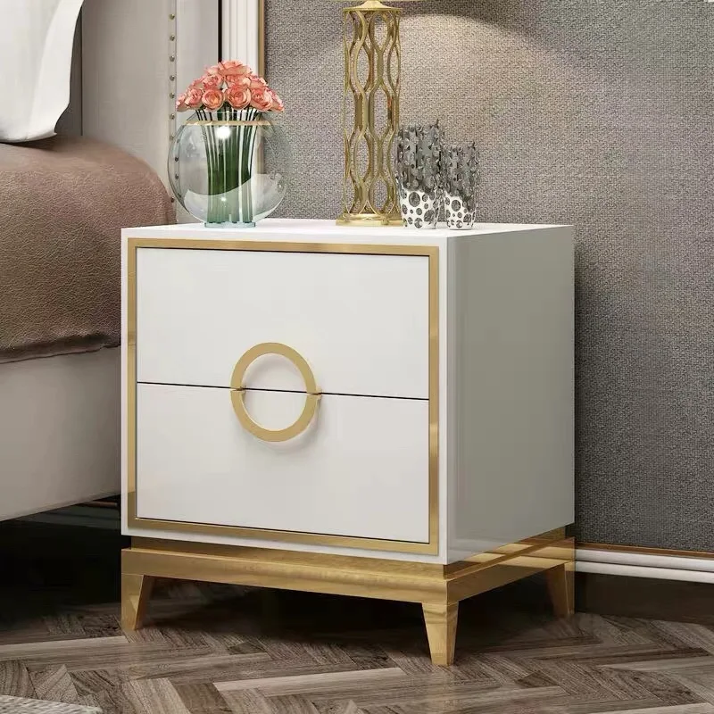 50X40X50CM BEDSIDES Постсовременный светильник, роскошный прикроватный столик, ящик из массивной древесины, фурнитура из нержавеющей стали, рамка с покрытием, простой прикроватный столик - Цвет: 50X40X50CM BEDSIDES