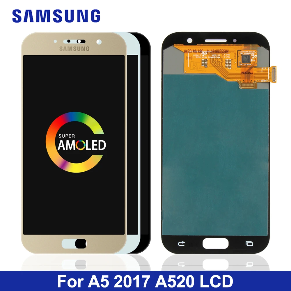 5," супер AMOLED ЖК-дисплей для SAMSUNG Galaxy A5 дисплей сенсорный экран дигитайзер A520 A520F SM-A520F Замена ЖК-дисплея