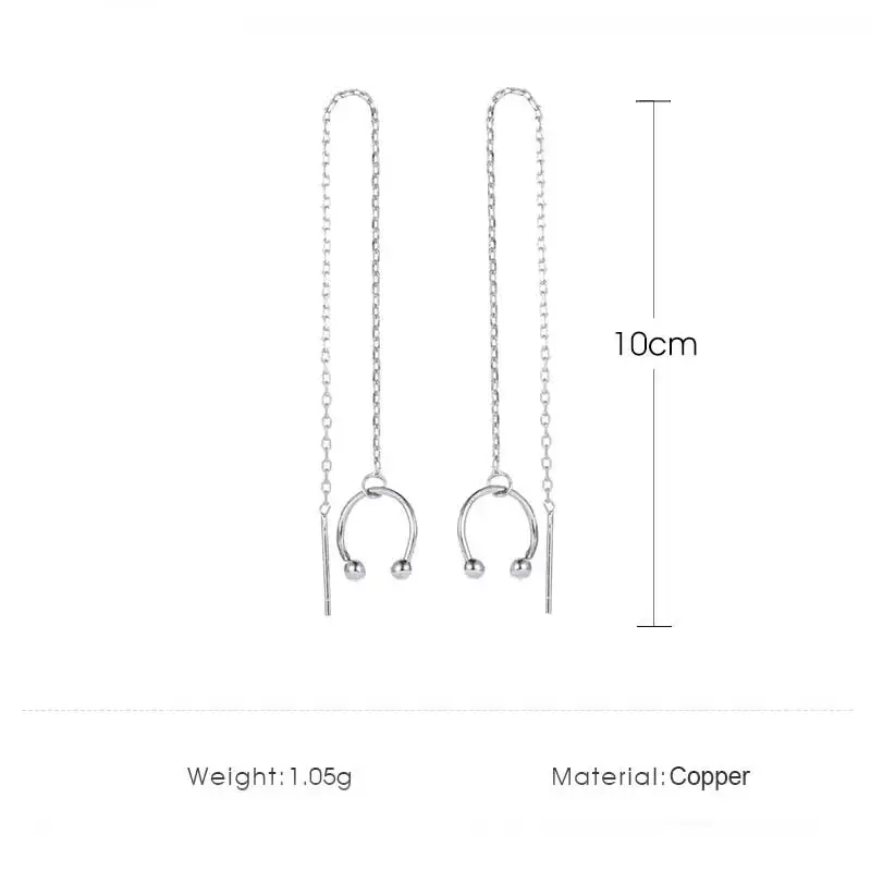 Длинные серьги каффы серебряного цвета с кисточками в Корейском стиле для женщин