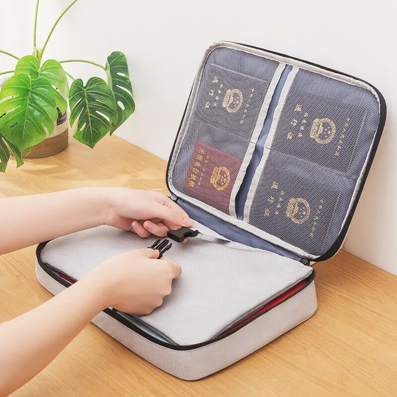 

Portable Travel Passport Document Storage Bag Credit ID Card Organizer Casual Handle Zipper Pouch Bag