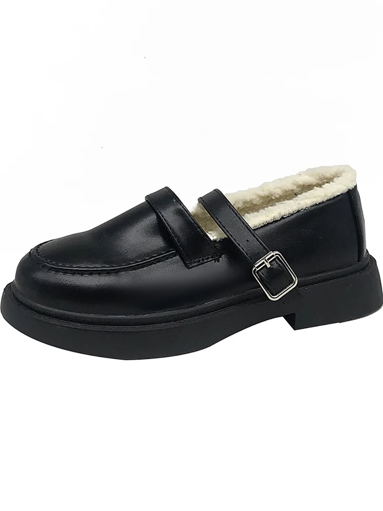 

Winter Shoes Women Oxfords Round Toe Casual Female Sneakers British Style Soft Leather Retro New Preppy Leisure Solid Basic PU M