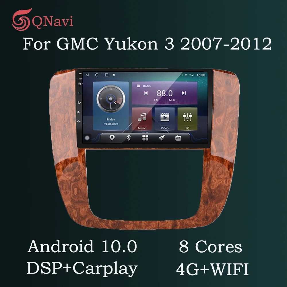 

QNavi Car Radio For GMC Yukon 3 2007-2012 Android 10.0 Built-in DSP Carplay 4G+WIFI 8-Core 6GB+128GB Mirror Link 3 Split Screen