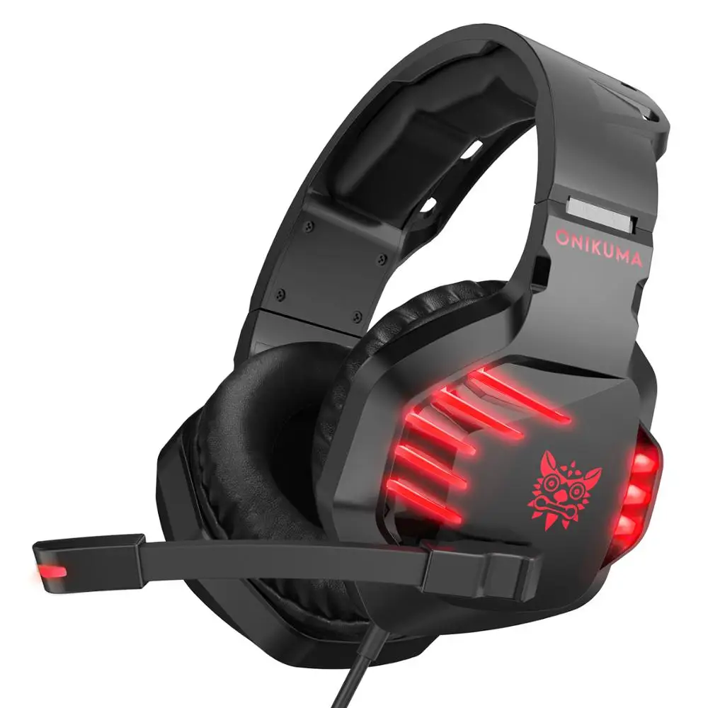 ONIKUMA K17 PS4 игровая гарнитура бас шлем PC Gamer PUBG наушники с микрофоном светодиодный