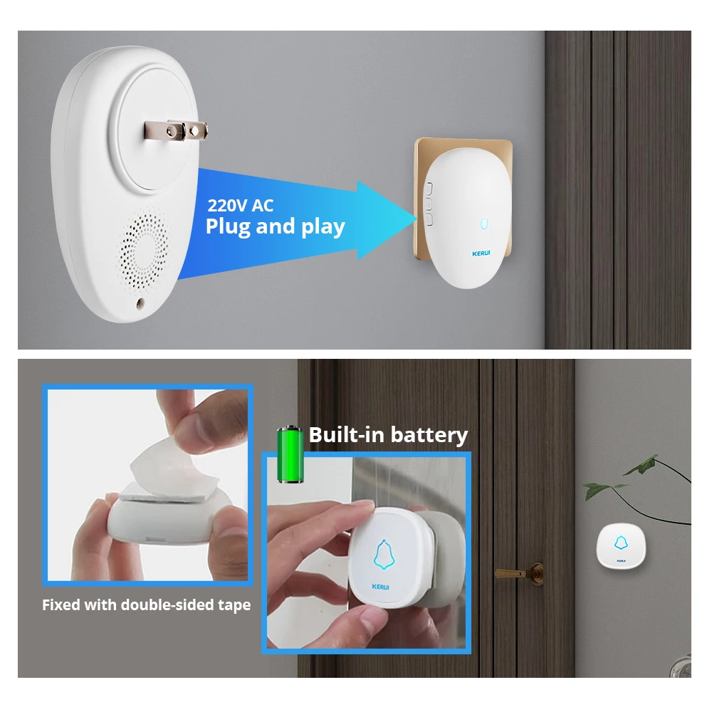 Умный дверной звонок KERUI M521 57 музыкальных водонепроницаемых беспроводных