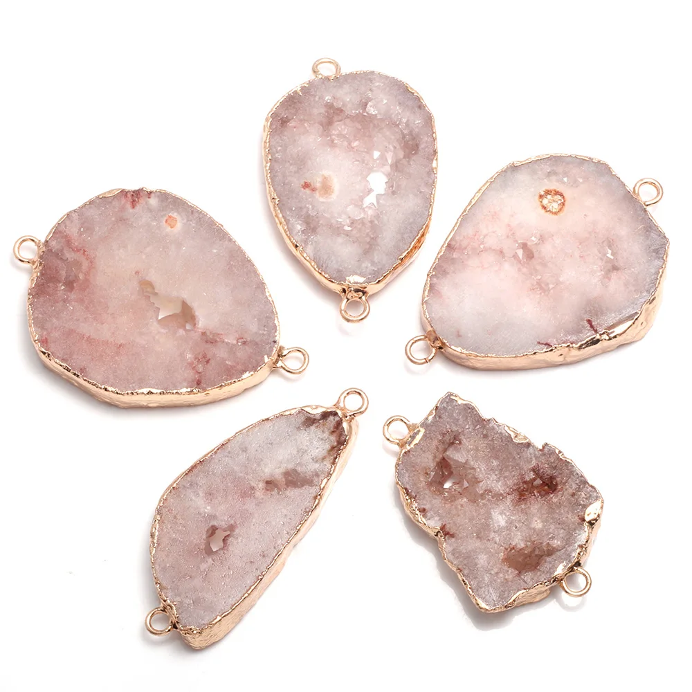

Irregular Quartz Crystal Pendant Fashion Natural Druzy Agates Connector Charms Pendant DIY Jewelry Making Necklace Gifts