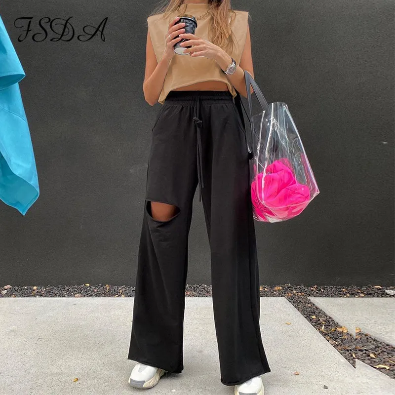 Женский укороченный топ без рукавов FSDA черный костюм-двойка цвета хаки и длинные