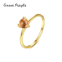 green purple 100 real 925 natural crystal finger ring for women female fine rings jewelry accessories anillo 2022 new