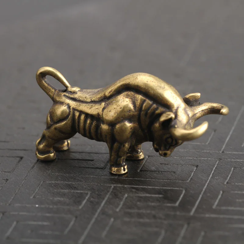 Статуя быка из латуни мини статуя животных ручной работы домашний декор