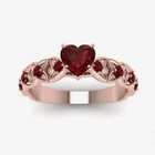 Для женщин розового золота Цвет в форме сердца кольцо с красным камнем, ювелирное изделие для помолвки, свадьбы