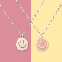 colorful smiley face necklace pendant couple sweet and cute girl seven color necklace girlfriends valentines day gift
