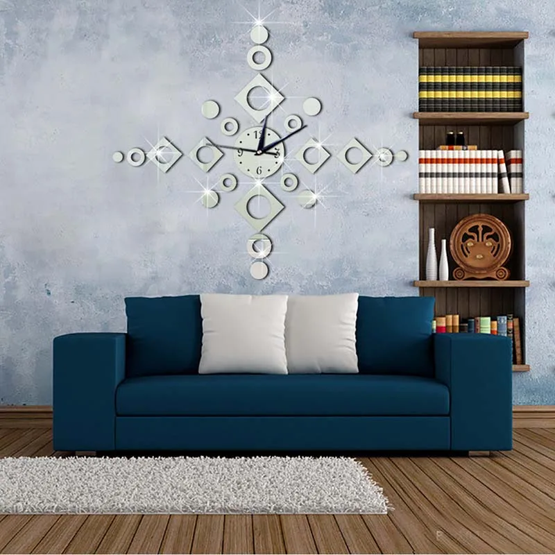 Настенные часы 3D DIY акриловые зеркальные наклейки для гостиной кварцевые иглы