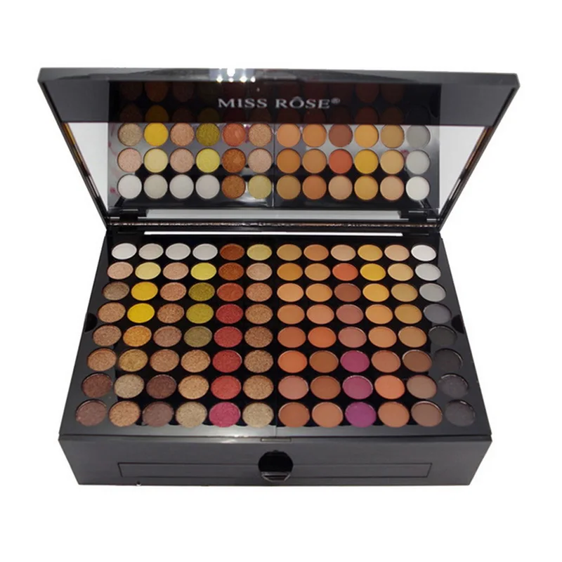 Палитра теней для век MISS ROSE 180 цветов матовые телесные мерцающие долговечные тени