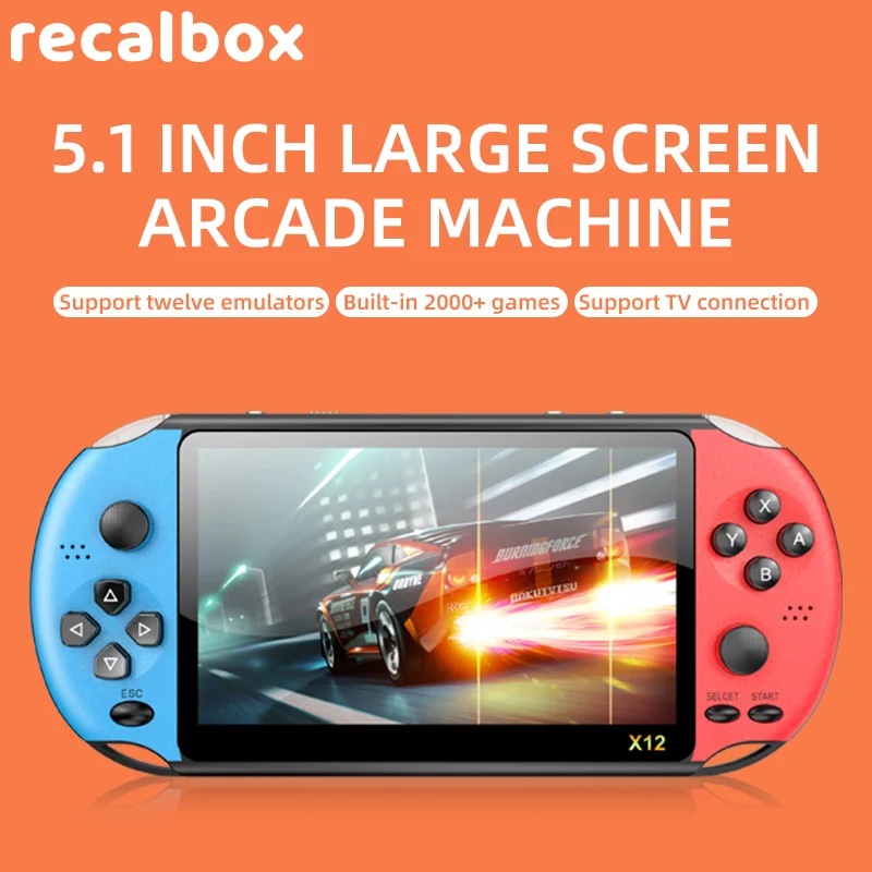 Портативные игровые Ретро консоли powkiddy x12 pro 2000 игр экран 5 1 дюйма|Портативные