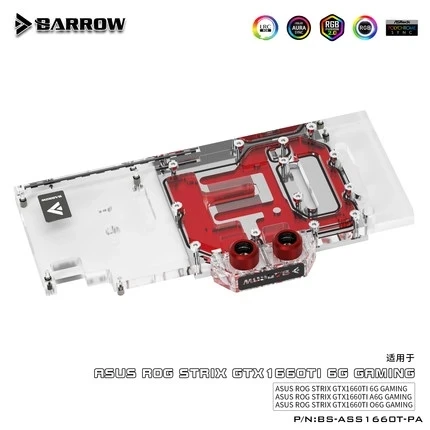Водяной блок Barrow GPU для ASUS ROG STRIX GTX 1660TI 6G/A 6G/O 6G GAMING VGA Cooler 5 В 3PIN M/B BS ASS1660T PA|Кулеры и