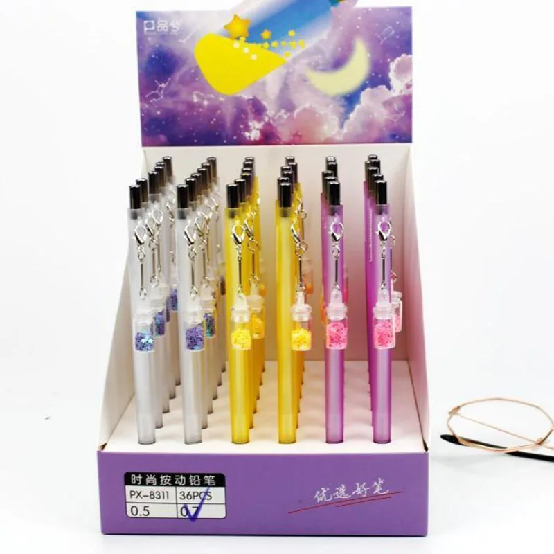 

36 pcs/lot Kawaii Wishing Bottle Pendant Mechanical Pencil Cute Student Automatic Pen For Kid School Office Supply