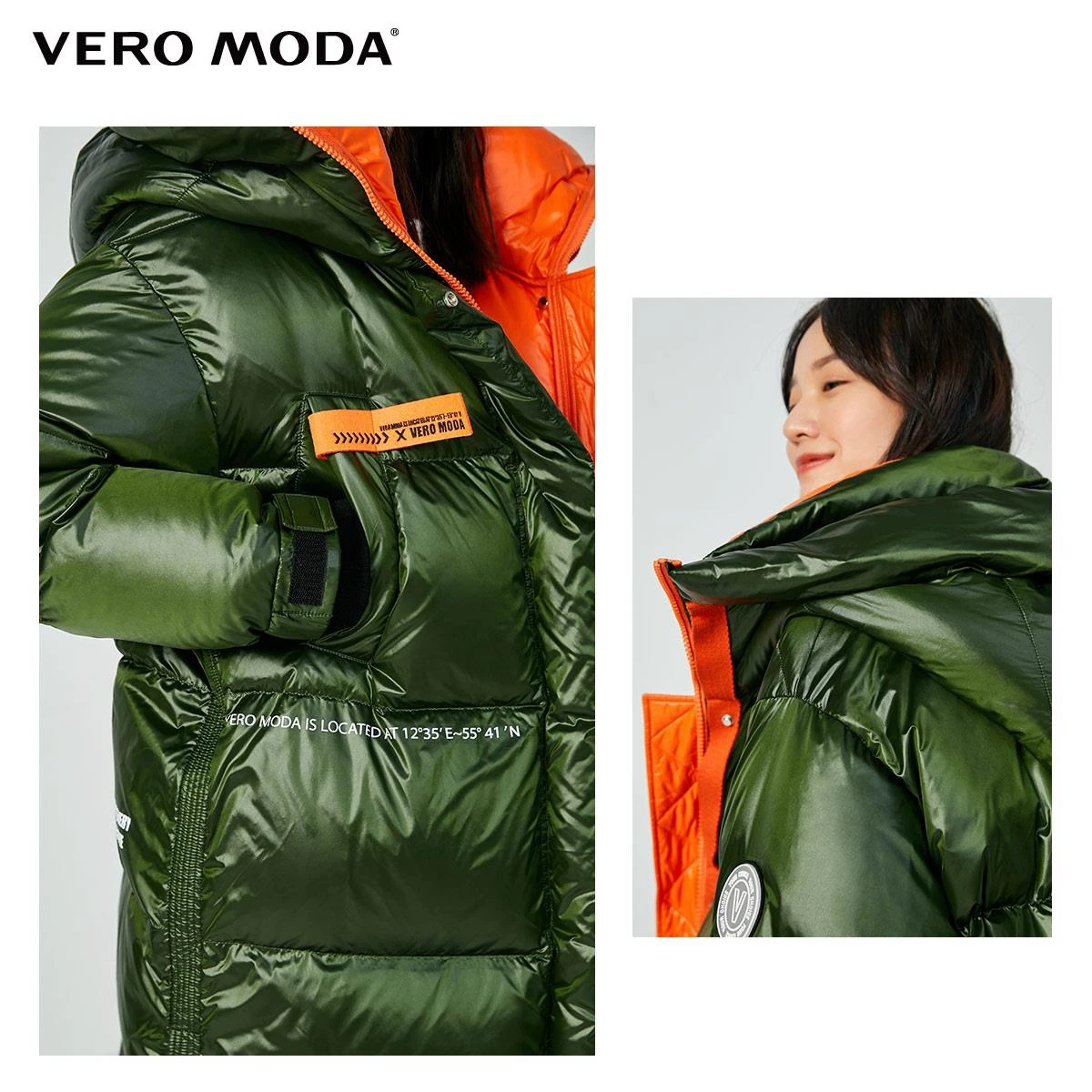 

Vero Moda Women Hooded Color Contrast Long Sleeping Bag Style Parka Down Jacket | 320412031