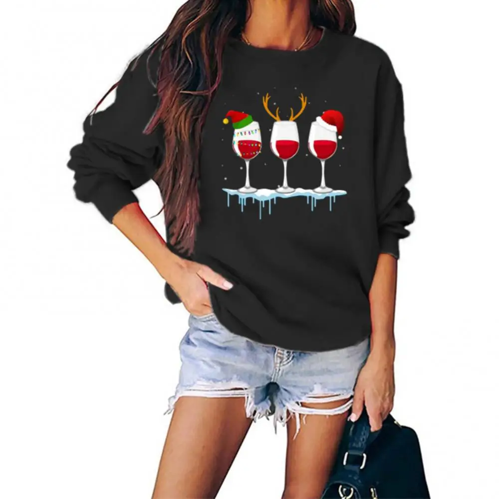 Christmas Sweatshirts Women Hoodie Casual Long Sleeve O Neck Sweatshirts Pullover Harajuku Women Hoodies Tops moletom feminino