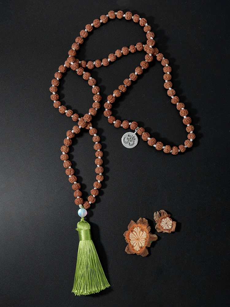 

OAIITE 108 Mala Bodhi Rudraksha Necklaces Women Men Meditation Buddhist Necklace with Tassel Jewelry Balance Mental Health Gift