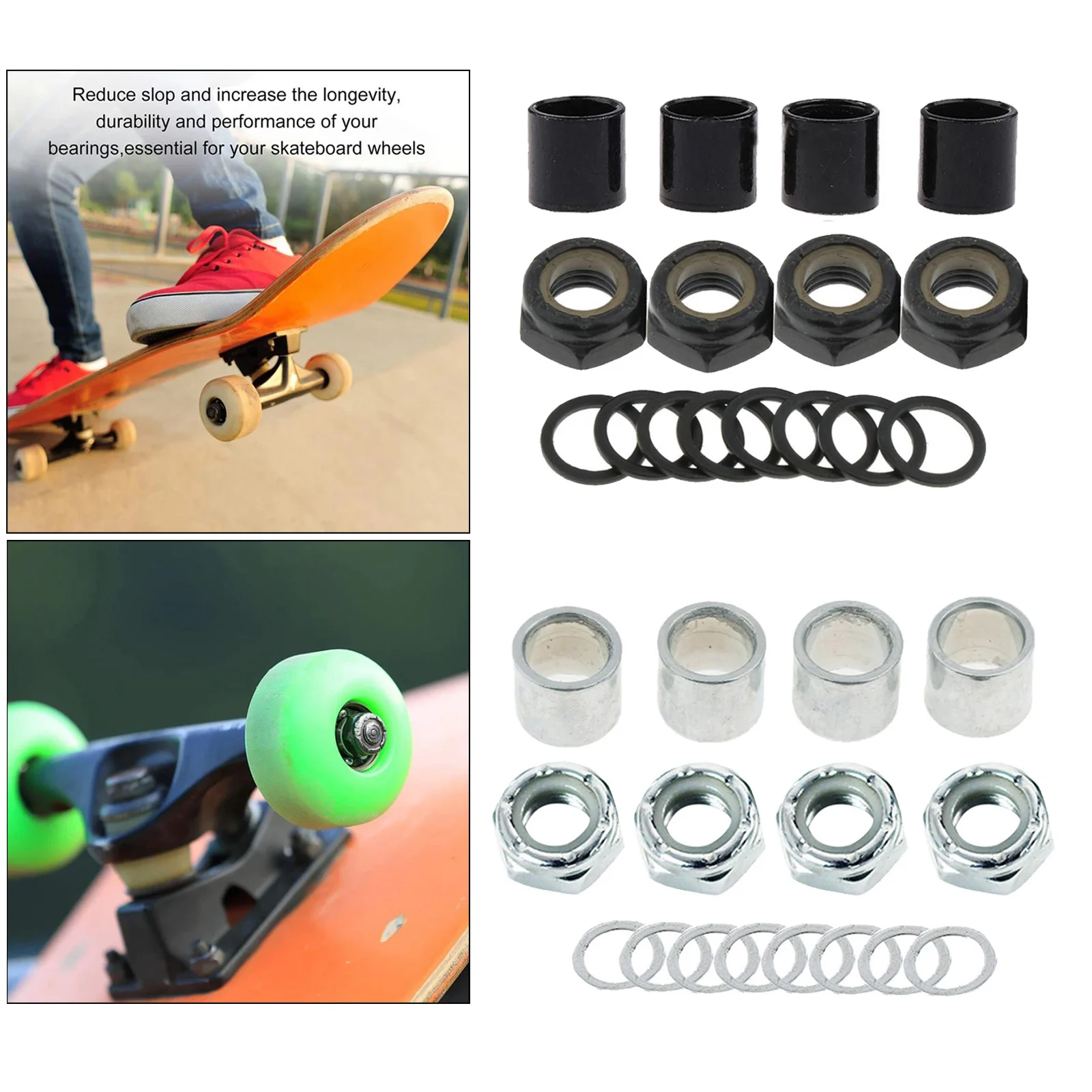 

Standard Skateboard Truck Axle Spacers Nuts Longboard Hardware Accessories