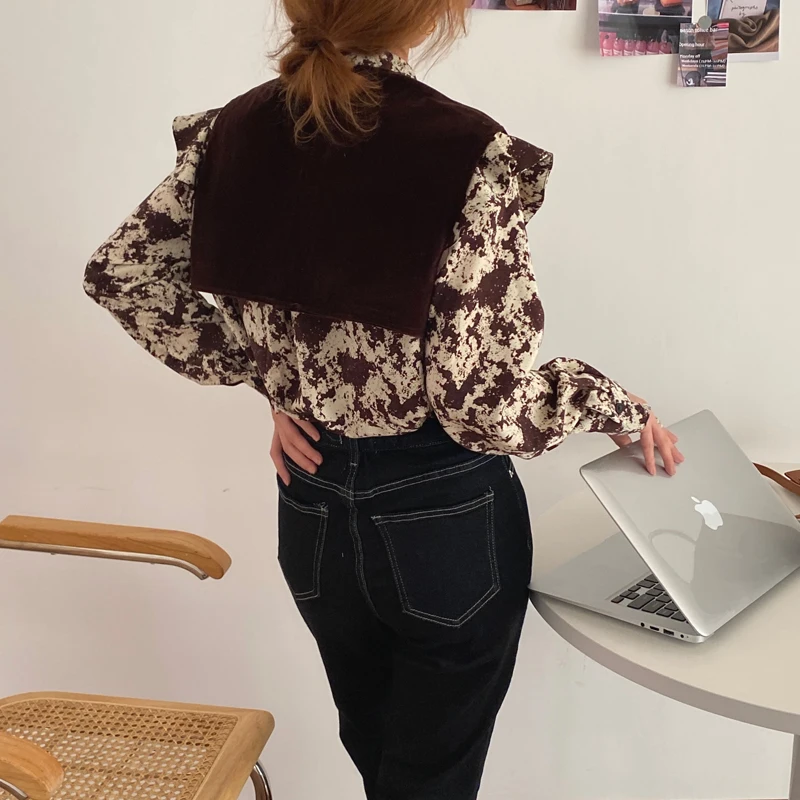 Женские комплекты из 2 предметов рубашка с длинным рукавом и шифоновая блузка +