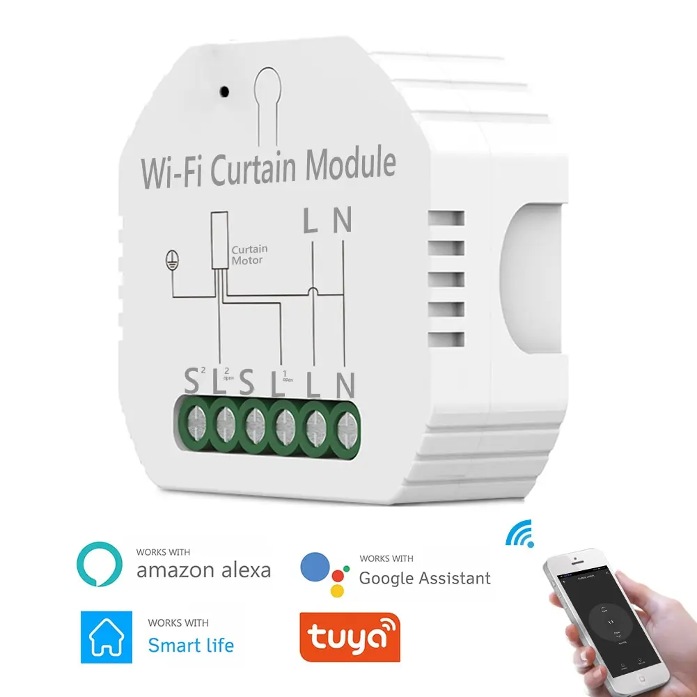 

Модуль переключателя для штор Smart Life с Wi-Fi, модуль для рулонной шторы с голосовым управлением, для умного дома, Google Home, Amazon, Alexa, Android, iOS