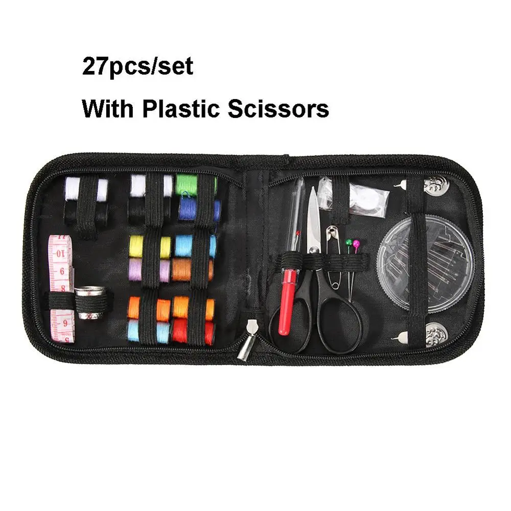 Plastic Scissors 27 шт./компл. многофункциональная коробка для шитья швейные нитки шприцы Вязание Ткань для шитья, кнопки, ремесло ножницы путешествия швейный набор Портативный - Цвет: Plastic Scissors