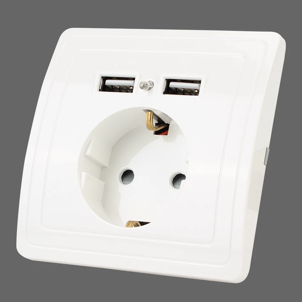 

Розетка электрическая настенная с 2 USB-портами, 250 В, 16 А