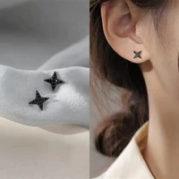 luxury temperament s925 silver needle dark star stud earrings for women fashion black birthday stud earrings jewelry accessories
