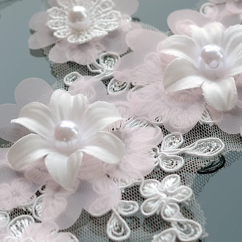 1 пара вышитая жемчужная Кружевная аппликация с 3D цветами | Дом и сад