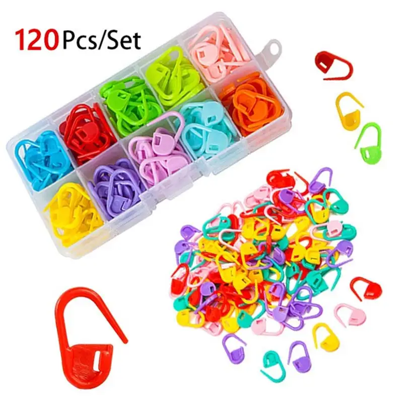 

Locking Stitch Markers Colorful Plastic Knitting Crochet Locking Markers Crochet Needle Clip Hook Tool 120Pcs