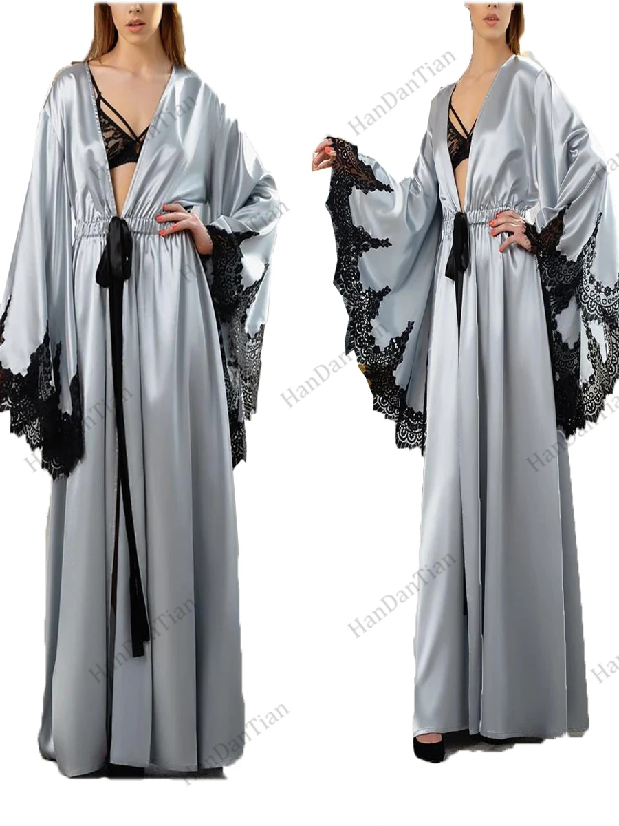 2021 gorgeous photography silk layered ruffled ladies pajamas robe dress