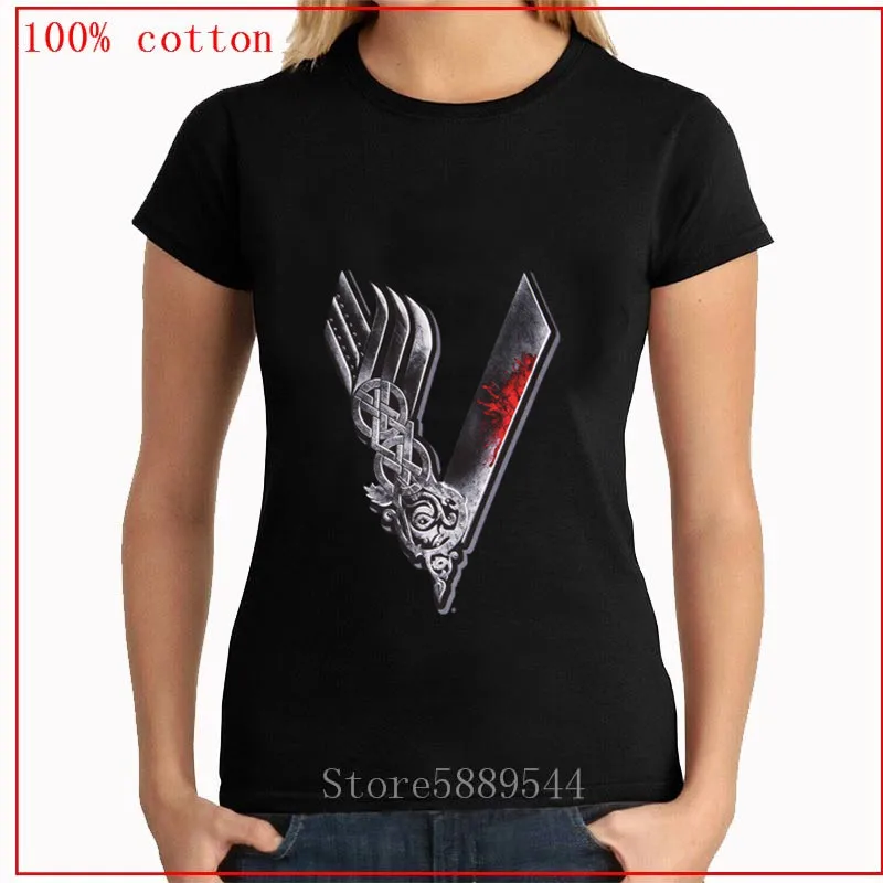 Женская футболка с круглым вырезом и короткими рукавами Ragnar Lothbrok Vikings Lodbrok летняя