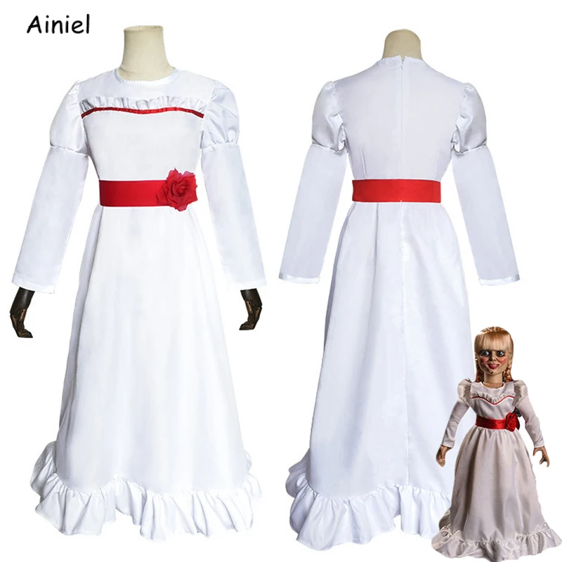 Костюм из фильма Annabelle кукла Conjuring белая женская длинная детская одежда для