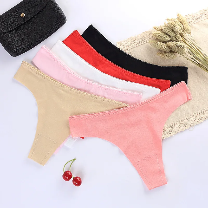 

Трусики-стринги женские хлопковые, с низкой талией