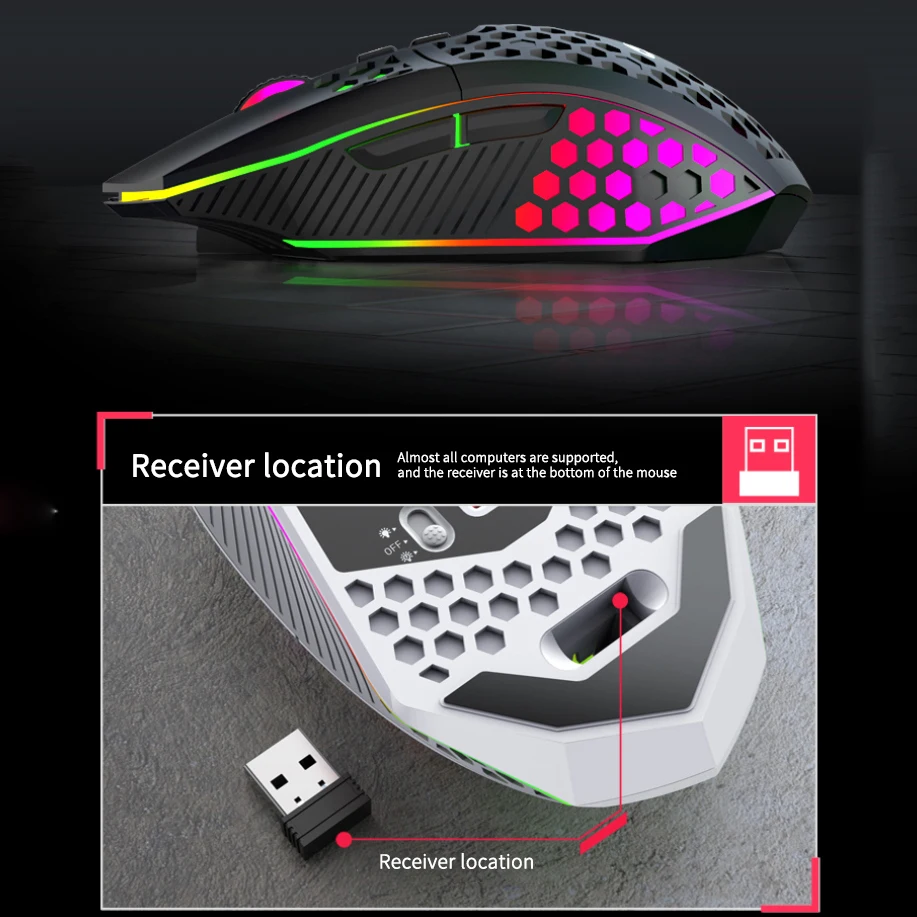 Мышь игровая беспроводная 2 4 ГГц 8 клавиш 1600DPI | Компьютеры и офис