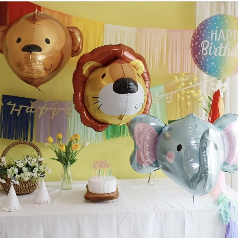 3D воздушный шар из алюминиевой фольги в форме льва обезьянки медведя животных