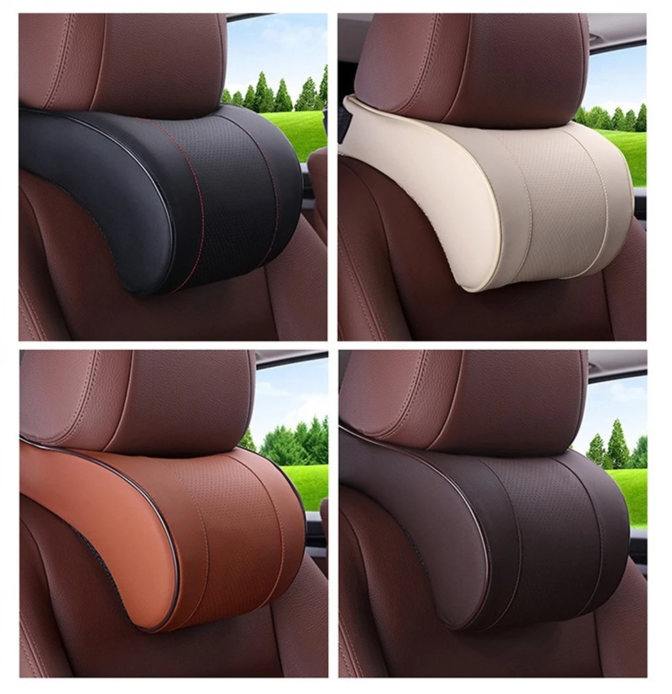 

4 Colors Car Pillow Head Rest Neck Rest Seat Head Safety Cushion Support Pad Memory Cotton Travelling Head Rest Pillows