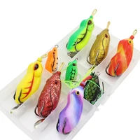 9pcsbox frog soft set 9 colors topwater wobblers pike fishing lures soft lure shad artificial bait silicone frog for fishing