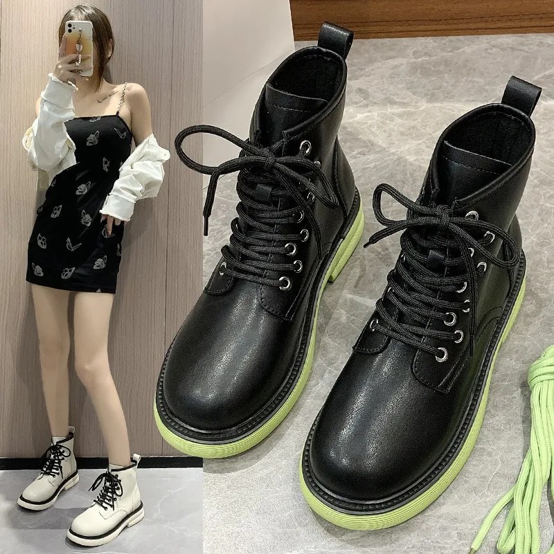 

Женские ботильоны из мягкой искусственной кожи на толстой подошве, осенне-зимняя женская обувь, женские готические короткие ботинки, 2022