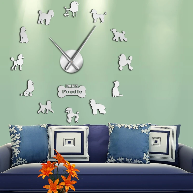 Большой пудель современные настенные часы с изображением собаки гигантские для