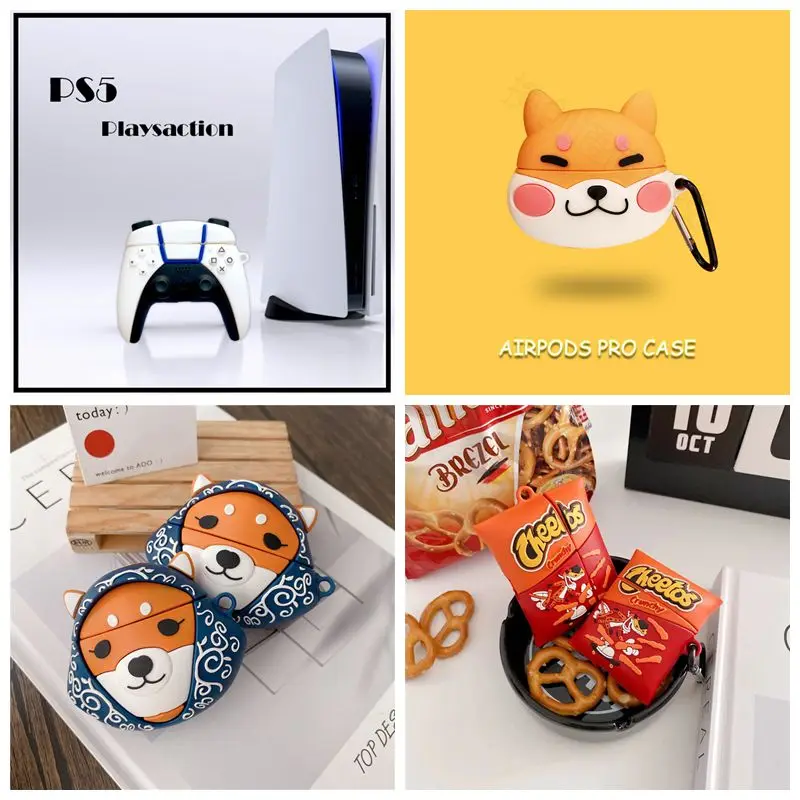 

For Airpods Case,Cute Dog,PS5,French Fries Soft Silicone Cover Case For Airpods Pro Case Funda Airpods Pro Case