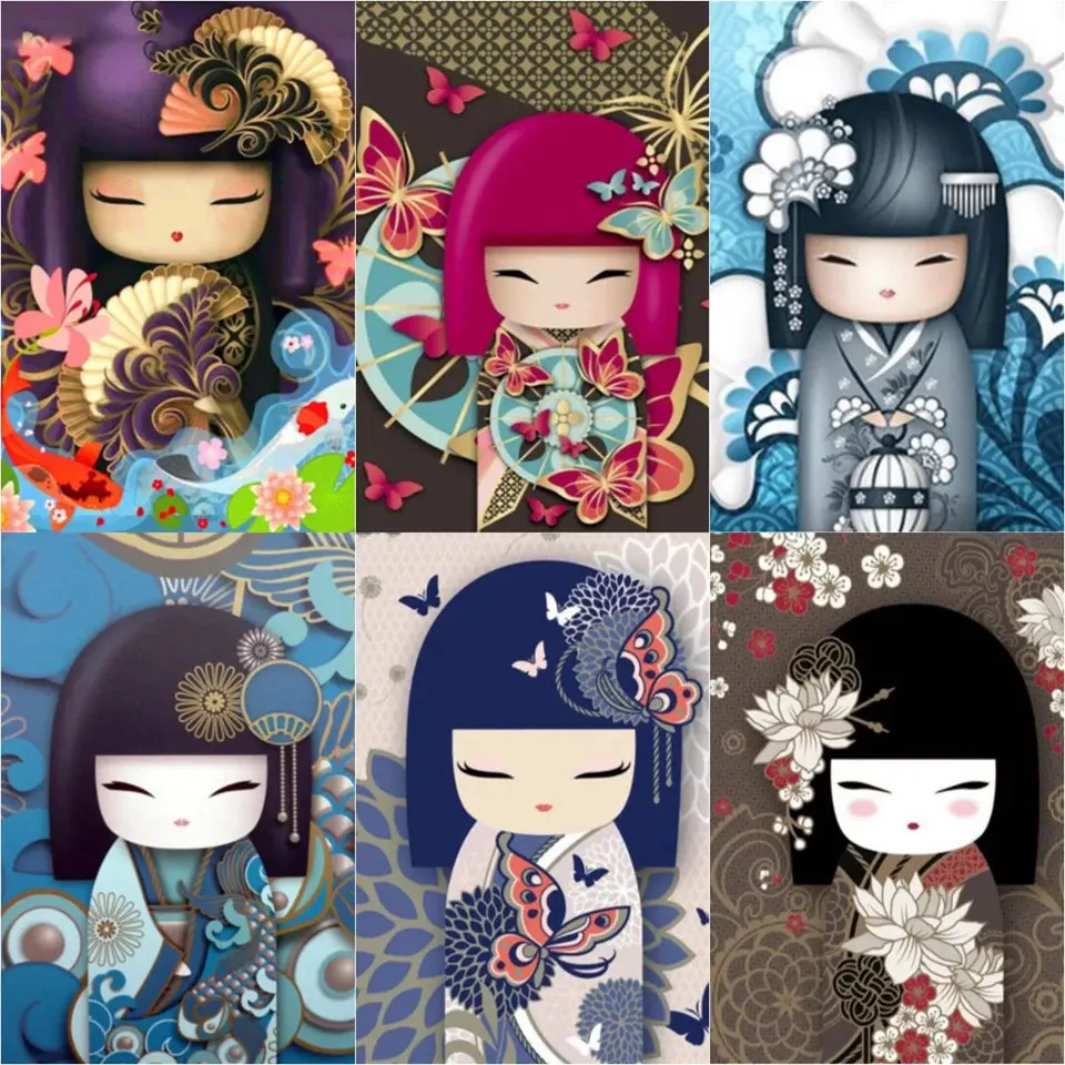 

New home full square/round 5D DIY diamond drawing custom cartoon "kimono girl" 3D embroidery cross-stitch D home decoration gift
