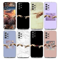michelangelo hands clear phone case for samsung a01 a02s a11 a12 a21 s a31 a41 a32 a51 a71 a42 a52 a72 soft silicon