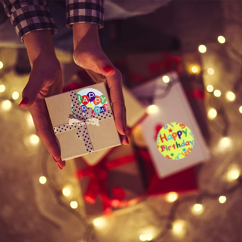 

500pcs Happy Birthday Stickers Gift Box Packaging Seal Paper Label Kids Birthday Party Decor Baby Shower Candy Bakery Sticker